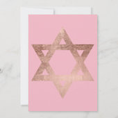 Roos gouden typografie roze Bat Mitzvah Kaart (Achterkant)
