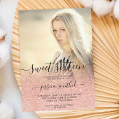 Roos gouden typografie roze ombre Sweet 16 foto Kaart