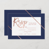 Roos gouden typografie stripe navy blue rsvp bruil (Voorkant / Achterkant)