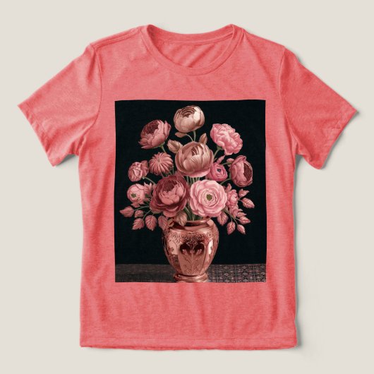 Roos gouden vaas Rozen Tri-Blend T-shirt (Design voorkant)