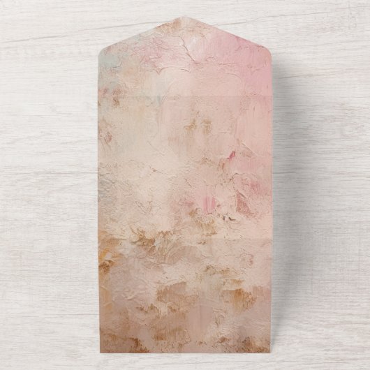  Roos Gouden Verf Bloemen All In One Uitnodiging (Buitenkant)