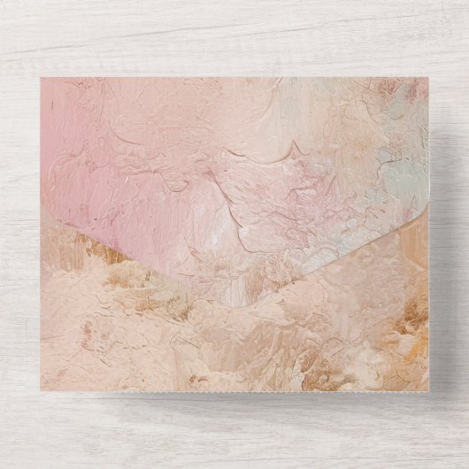  Roos Gouden Verf Bloemen All In One Uitnodiging (Achterkant)