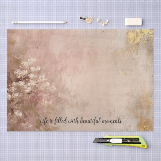 Roos Gouden Verf Bloemen Tissuepapier (Craft)