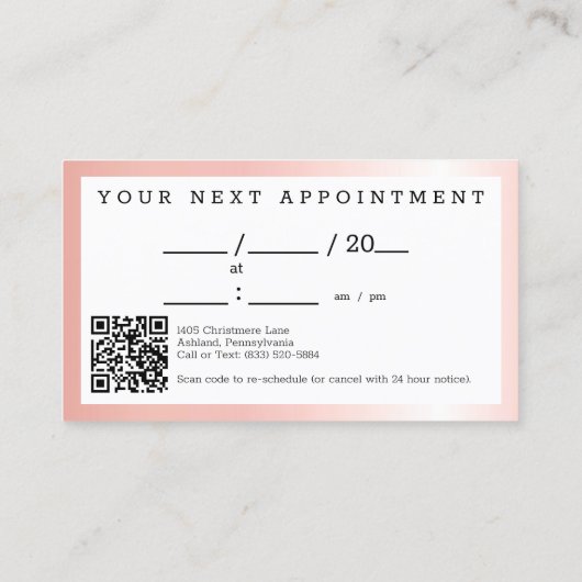 Roos Gouden Verf Swash Chique Logo Salon Afspraak Visitekaartje (Achterkant)