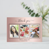 Roos Gouden Verjaardag Dank u aangepaste foto Bedankkaart (Staand voorkant)
