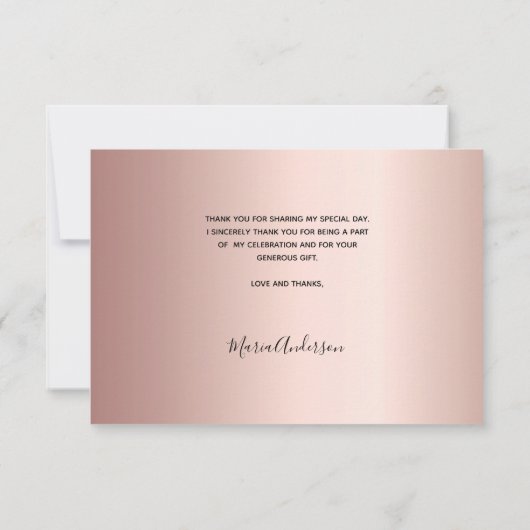 Roos Gouden Verjaardag Dank u aangepaste foto Bedankkaart (Achterkant)