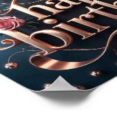 Roos gouden verjaardag luxe extravagant poster (Hoek)