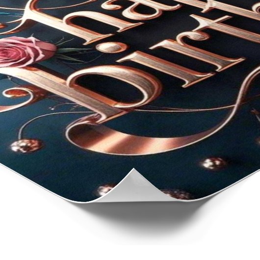 Roos gouden verjaardag luxe extravagant poster (Hoek)