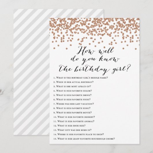 Roos Gouden Verjaardag - Wie weet Verjaardag Meisj Kaart (Voorkant / Achterkant)