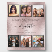 Roos gouden verjaardagsfotocollage beste vrienden fotoplaat (Voorkant)