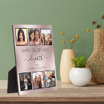 Roos gouden verjaardagsfotocollage beste vrienden fotoplaat<br><div class="desc">Een geschenk van vrienden voor de 21ste (of om het even welke leeftijd) verjaardag van een vrouw, die haar leven viert met een collage van 6 van uw hoogstaande foto's van haar, haar vrienden, familie, interesse of huisdieren. Geef haar naam, 21 jaar en uw namen een persoonlijk tintje en voeg...</div>
