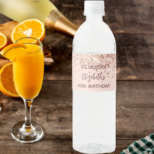 Roos gouden vlekken waterfles etiket