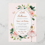 Roos Gouden Vlinder Bloemen Ballerina Kids Verjaar Folie Uitnodiging<br><div class="desc">Birthday-uitnodigingen in de Little Bayleigh Store!</div>