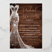 Roos gouden vlinder jurk rustiek Vrijgezellenfeest Folie Uitnodiging (Voorkant)