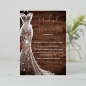 Roos gouden vlinder jurk rustiek Vrijgezellenfeest Folie Uitnodiging (Staand Voorkant)