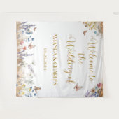 Roos gouden vlinder tuin bruiloft achtergrond wandkleed (Voorkant (horizontaal))