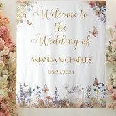 Roos gouden vlinder tuin bruiloft achtergrond wandkleed