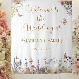 Roos gouden vlinder tuin bruiloft achtergrond wandkleed