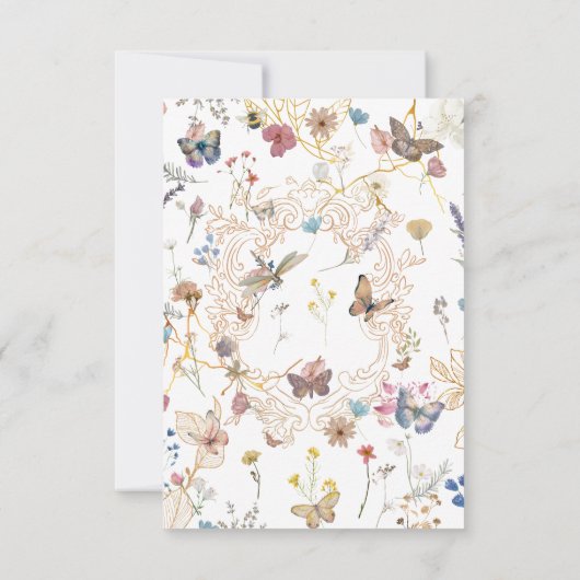 Roos gouden vlinder tuin bruiloft dank u kaart (Achterkant)