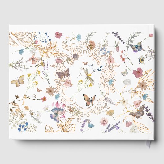 Roos gouden vlinder tuin bruiloft gastenboek (Achterkant)