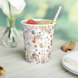 Roos gouden vlinder tuin bruiloft papieren bekers