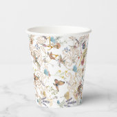 Roos gouden vlinder tuin bruiloft papieren bekers (Achterkant)