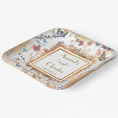 Roos gouden vlinder tuin bruiloft papieren bordje (Gebogen)