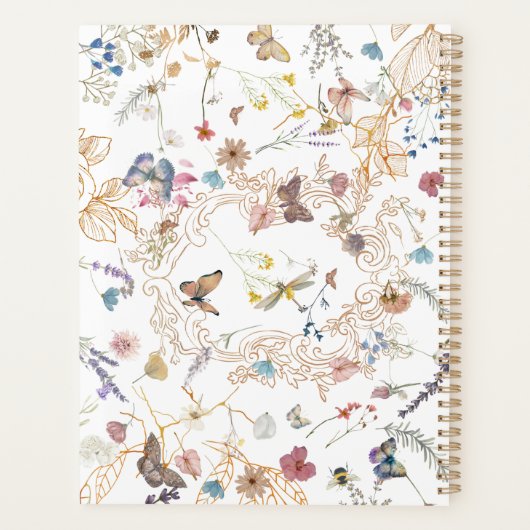 Roos gouden vlinder tuin bruiloft planner (Achterkant)