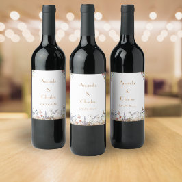 Roos gouden vlinder tuin bruiloft wijn etiket