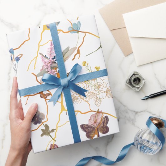 Roos gouden vlinder tuin inpakpapier (Geschenken)