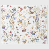 Roos gouden vlinder tuin inpakpapier (Vlak)