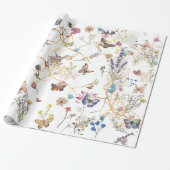 Roos gouden vlinder tuin inpakpapier (Uitgerold)