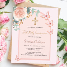 Roos gouden vlinders bloemenboog Eerste Communie