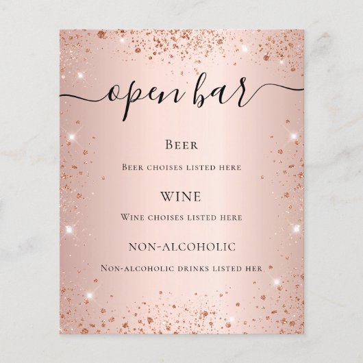 Roos gouden vuile glitter sparkles script menu (Voorkant)