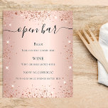 Roos gouden vuile glitter sparkles script menu<br><div class="desc">Een roos gouden,  blauwe gradiëntachtergrond versierd met faux glitter,  sparkles. Met de tekst: Open balk. Pas uw bar menu aan en voeg toe.</div>