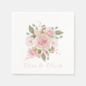 Roos Gouden Waterverf Bloemen Bruiloft Servet (Voorkant)