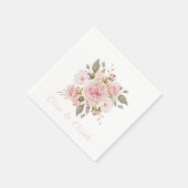 Roos Gouden Waterverf Bloemen Bruiloft Servet (Hoek)