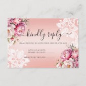 Roos Gouden Waterverf Bloemen Huwelijk RSVP Kaart (Voorkant)