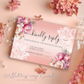 Roos Gouden Waterverf Bloemen Huwelijk RSVP Kaart