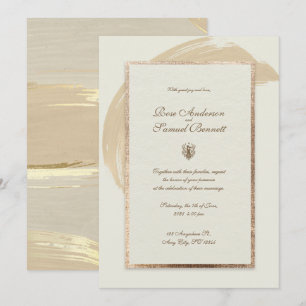 Roos Gouden Waterverf Brush Strokes bruiloft uitno Kaart