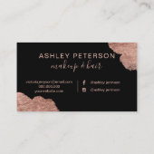 Roos gouden waterverf druppelt haar make-up typogr visitekaartje (Achterkant)