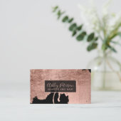 Roos gouden waterverf druppelt haar make-up typogr visitekaartje (Staand voorkant)