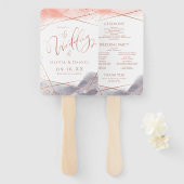 Roos Gouden Waterverf Geometrisch Huwelijksprogram Handwaaier (Voorkant en achterkant)