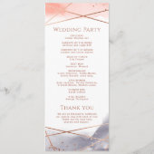 Roos Gouden Waterverf Geometrisch Huwelijksprogram Menu (Achterkant)