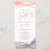 Roos Gouden Waterverf Geometrisch Huwelijksprogram Menu (Voorkant)