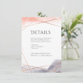 Roos Gouden Waterverf Geometrische bruiloft detail Informatiekaartje (Staand voorkant)