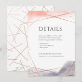 Roos Gouden Waterverf Geometrische bruiloft detail Informatiekaartje (Voorkant / Achterkant)
