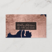 Roos gouden waterverf navy haarmake-up typografie visitekaartje (Voorkant)