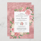 Roos Gouden Waterverf Roze Botanische Bloemen Brui Kaart (Voorkant / Achterkant)