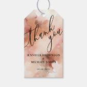 Roos Gouden Waterverf Roze Huwelijkscadeau Cadeaulabel (Voorkant)